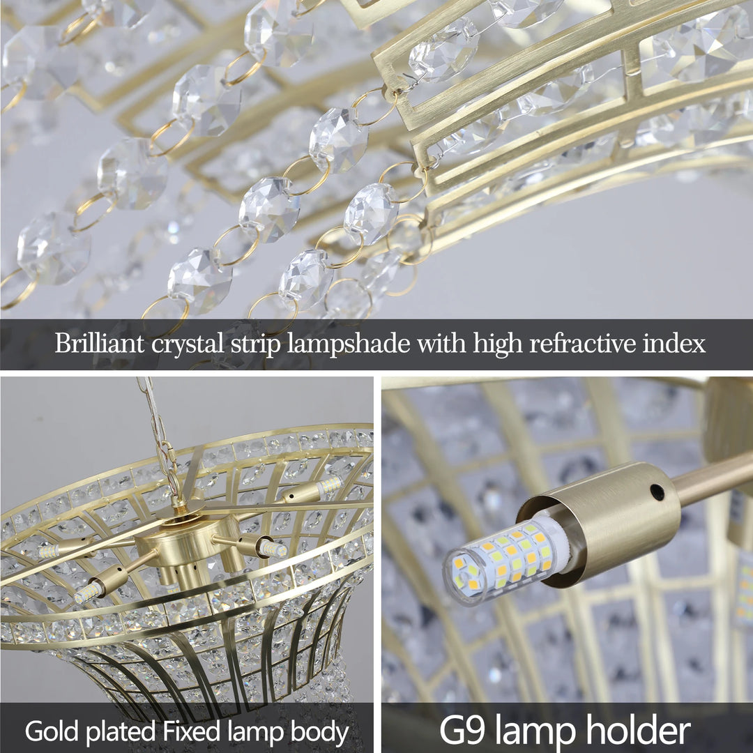 Crystal Chandeliers K9 Drop Crystal Chandelier Ceiling Light Fixture 8 Lights For Ceiling Dining Room Living Room Indoor 23.6" W