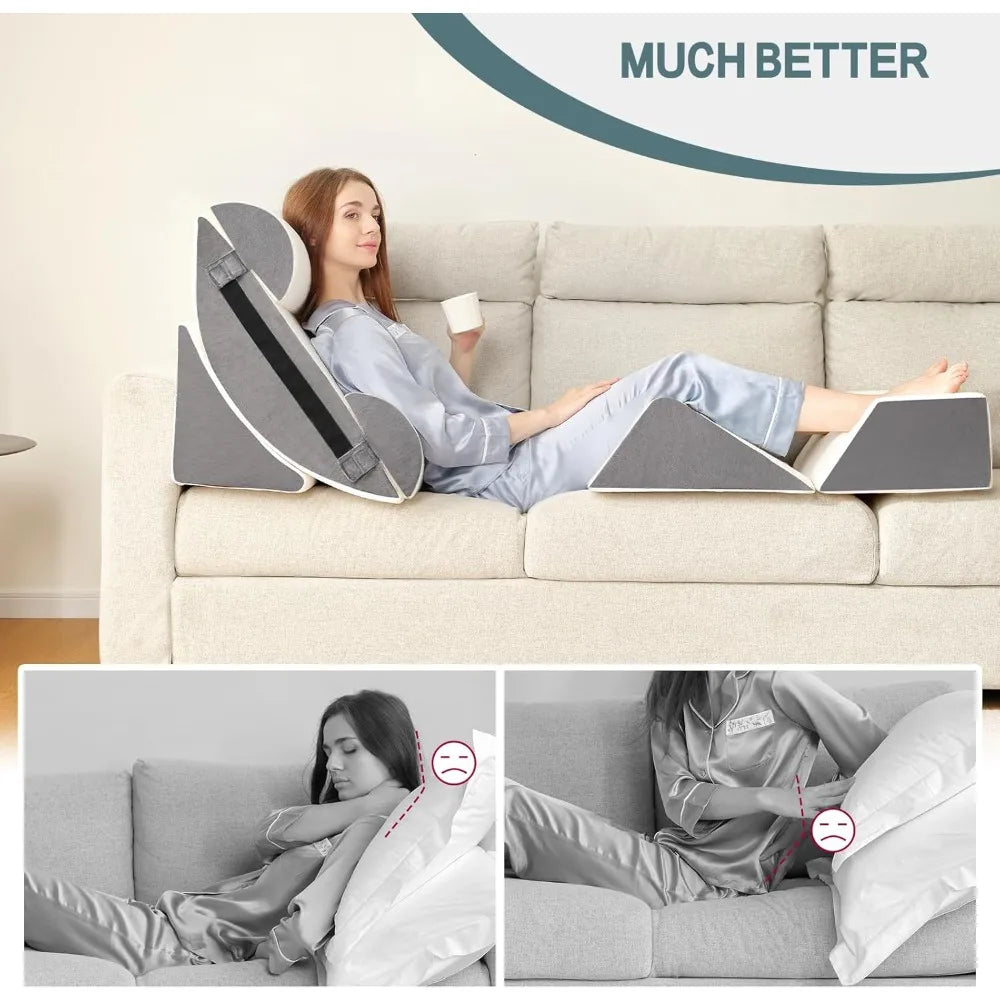 6pcs Orthopedic Bed Wedge Pillow Set for Sleeping, Post Surgery Foam for Body