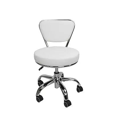 Dayton White Pneumatic Adjustable Rolling Salon Nail Pedicure Stool and Chair