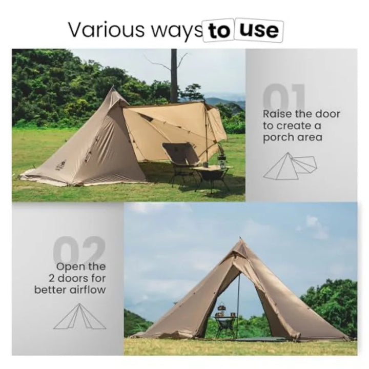 Smokey HUT Hot Tent with Stove Jack Ultralight 4 Season Tipi Tent with Snow Skirt Detachable Floor for Camping Hiking Bushcraft