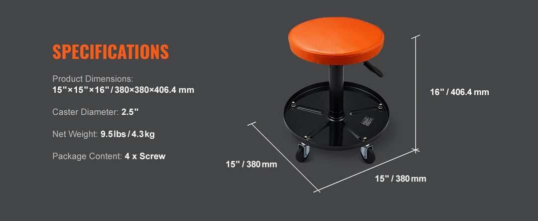 SucceBuy Mechanic Stool 250 LBS Rolling Pneumatic Creeper Garage/Shop Seat Padded Rolling Workshop Stool for Garage Auto Repair