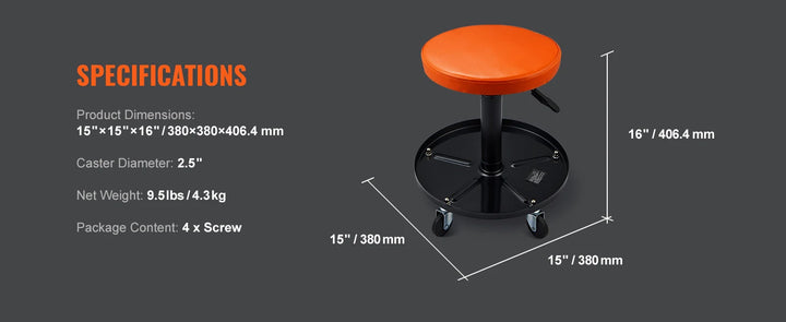 SucceBuy Mechanic Stool 250 LBS Rolling Pneumatic Creeper Garage/Shop Seat Padded Rolling Workshop Stool for Garage Auto Repair