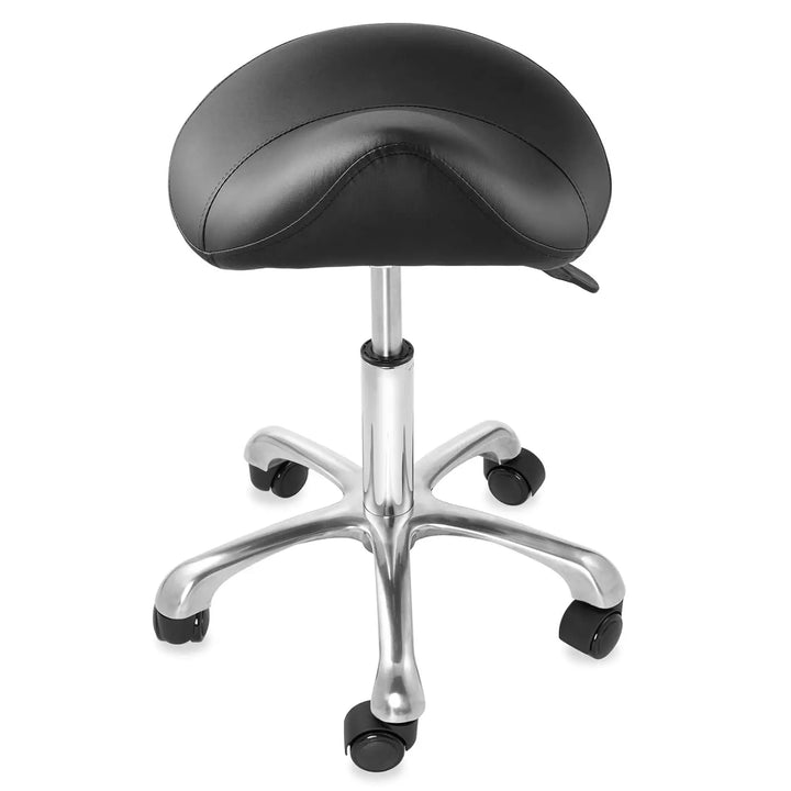 Professional Ergonomic Saddle Stool, Black - Adjustable Hydraulic Seat, Rolling Spa Salon, Massage