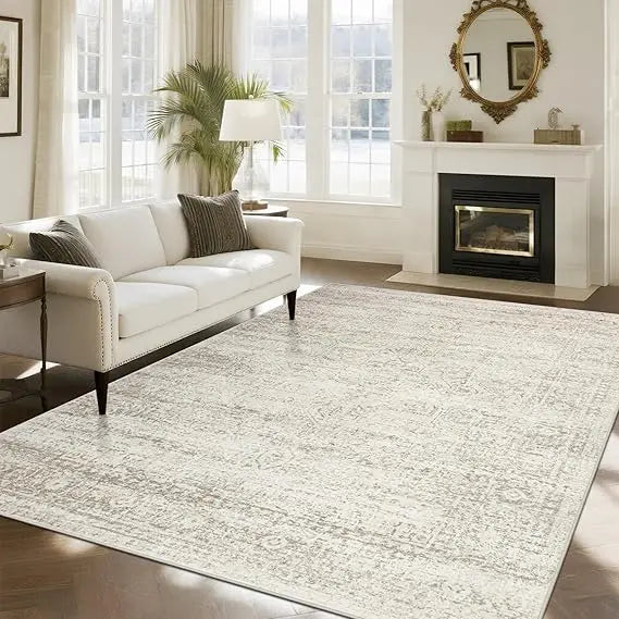 Soft Faux Wool 8x10 Area Rugs for Living and Dining Rooms, Ideal for Bedrooms, Large Size Carpets with Non-Slip Backing