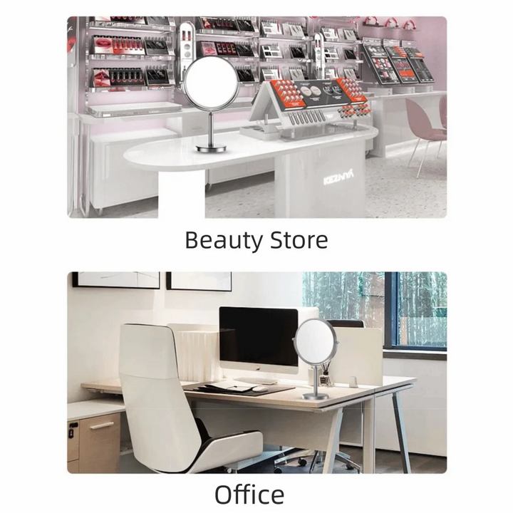 Double Sided Desktop Makeup Mirror 360 Rotating Waterproof Magnifying Cosmetic Mirror Round Free Standing Swivel Vanity Mirror
