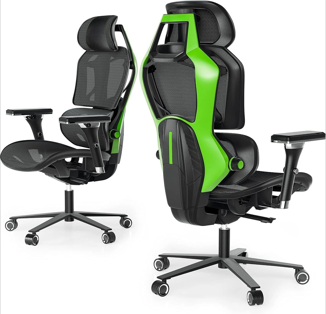 Gaming Chair, Office Desk Chair with Lumbar Support, Ergonomic Mesh Gaming Chair with 4D Armrests, High Back Comfortable