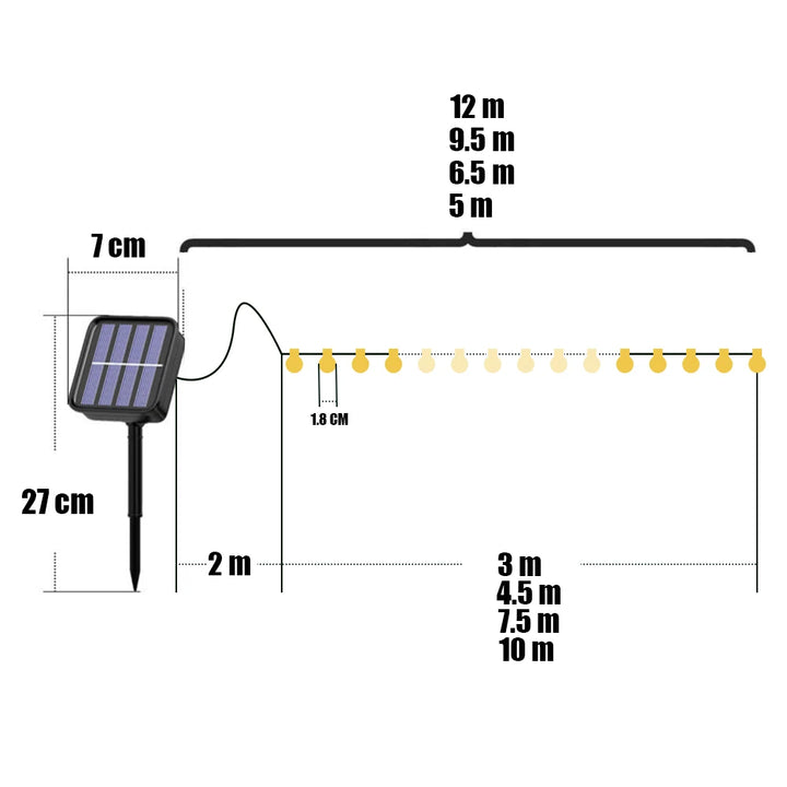 Solar Crystal Ball String Lights â€“ 4 Colors, 8 Modes Outdoor Garden & Balcony Accent | Eco-Friendly LED Decor | Trufairs