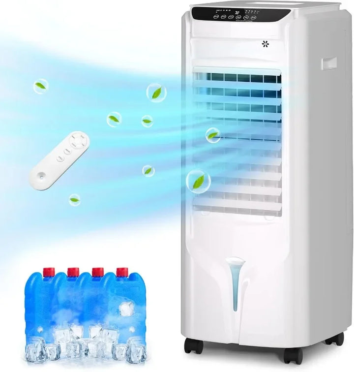 32 Inch Swamp Cooler Air Conditioner, 3 IN 1 Evaporative Air Cooler with 4.2 Gal Water Tank, 4 Mode, 3 Speed, Remote Control, 12