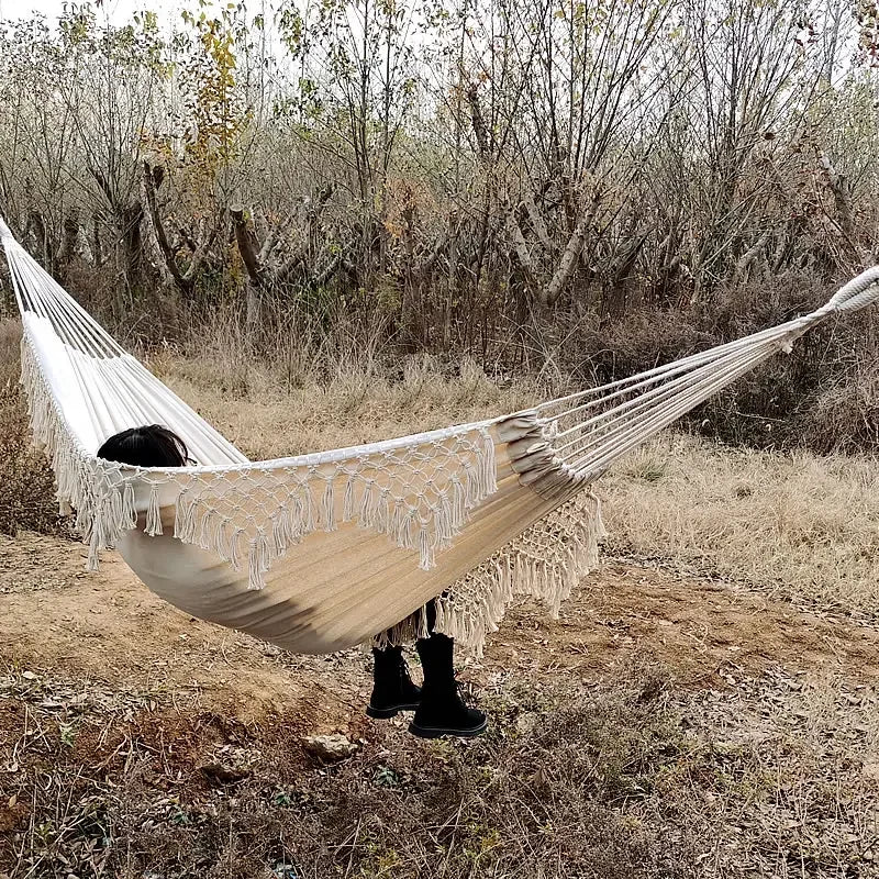 ins Style 2 Person Hammock Boho Large Macrame Fringe Double Deluxe Hammock Swing Net Chair Outdoor Indoor Hanging Deco