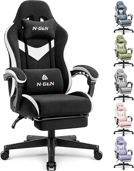 Video Gaming Chair Office Computer Desk Use Ergonomic Reclining Backrest Adjustable Armrests Lumbar Support Footres