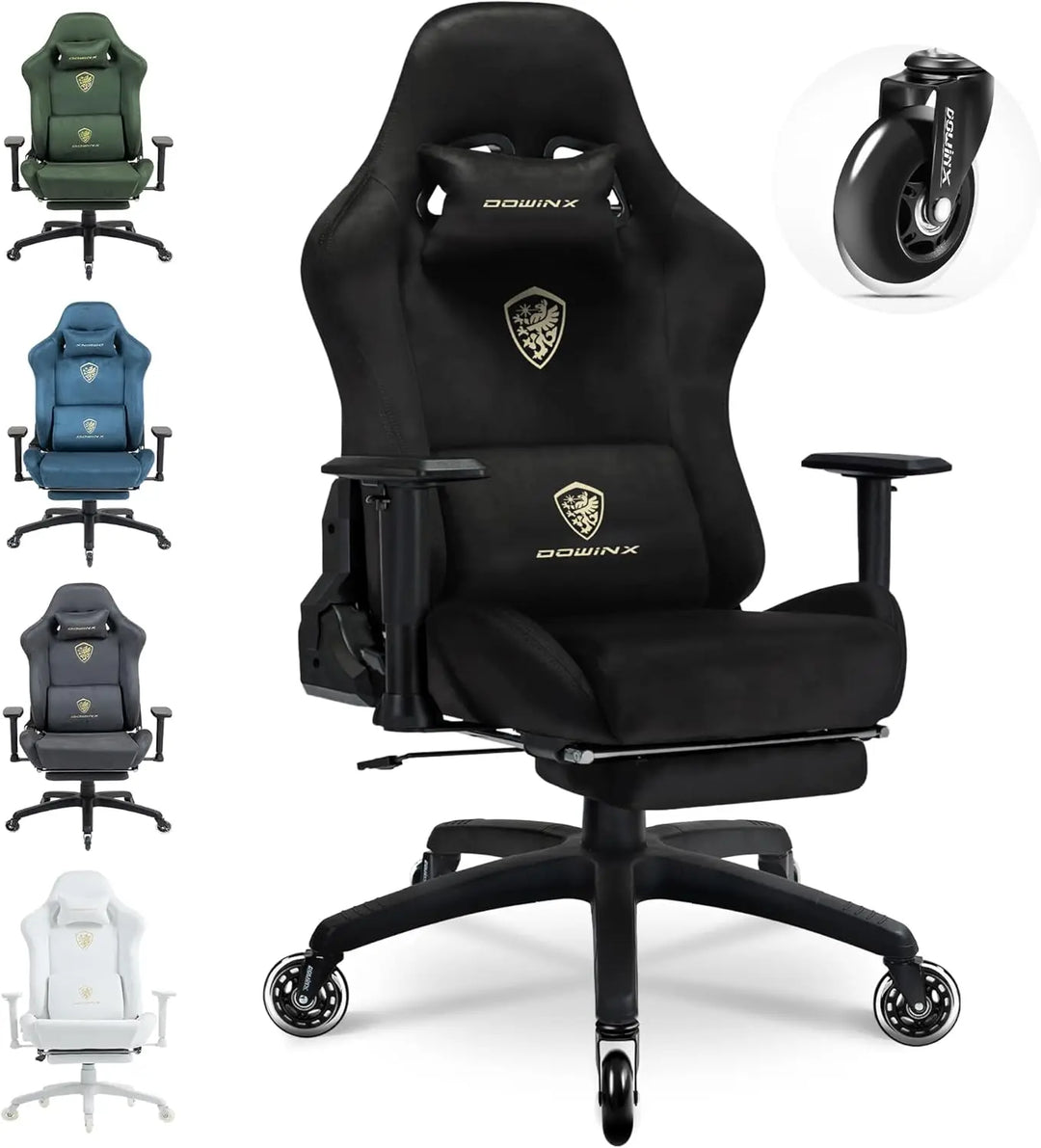 Dowinx Gaming Chair,Breathable Suede Fabric Game Chair with 3D Armrest and PU Wheels,Big and Tall Gaming Chair with Massage