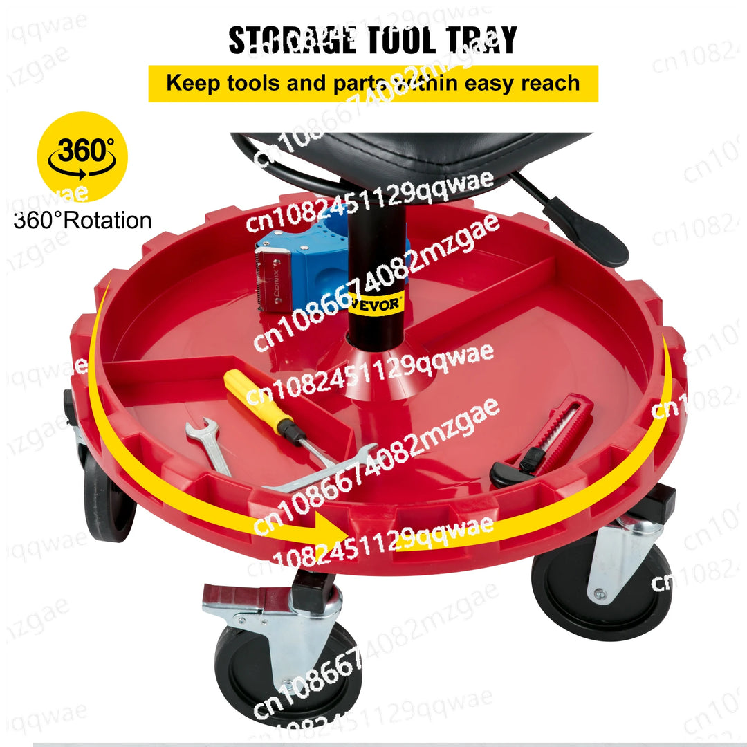 Rolling Garage Stool 300LBS Capacity 21"-26" Adjustable Height Range Mechanic Seat with Swivel Casters and Tool Tray