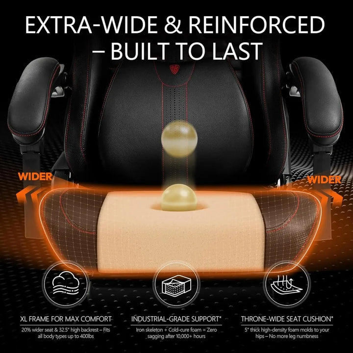 Gaming Chair for Adults with Dual-Point Massage, Ergonomic Racing Style Game Chair Footrest, High Back Computer Chair