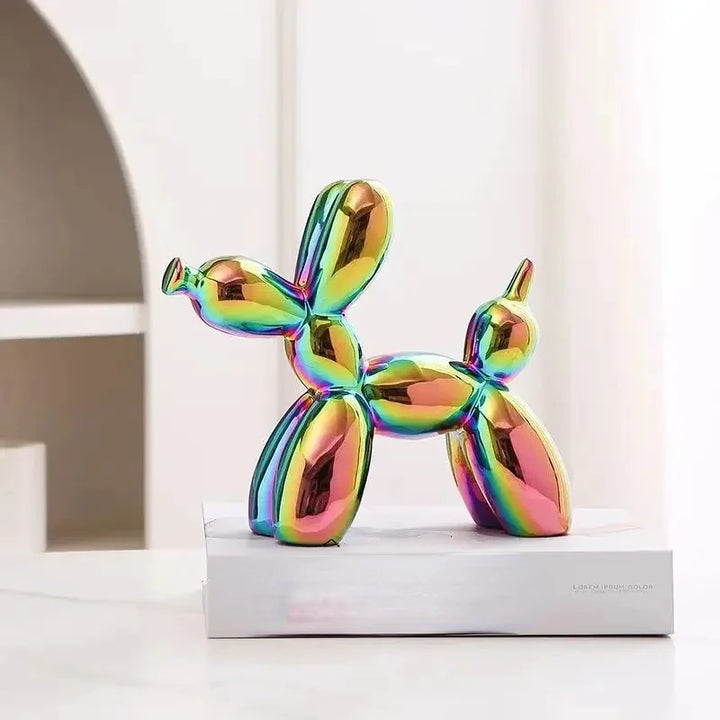 11cm/4.3inch Creative Balloon Dog Abstract Ceramic Ornament Sculpture Figurine Statue Home Office Decoration Gift