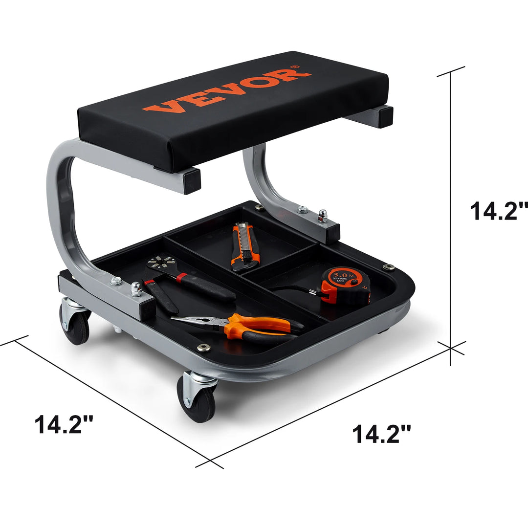 SucceBuy Mechanic Stool 250 LBS Rolling Pneumatic Creeper Garage/Shop Seat Padded Rolling Workshop Stool for Garage Auto Repair