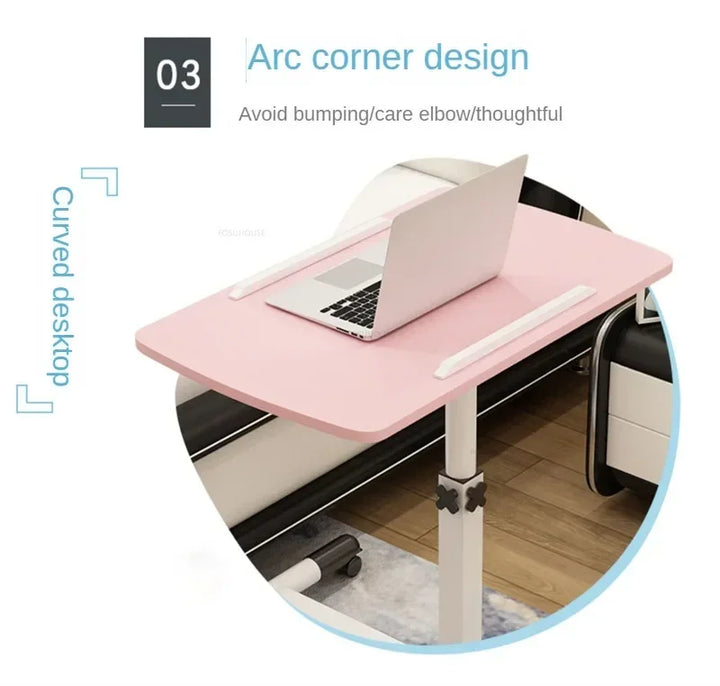 Creative Foldable Computer Desks Living Room Sofa Lazy Bed Office Desk with Wheels Lifting Bedside Table European Home Furniture