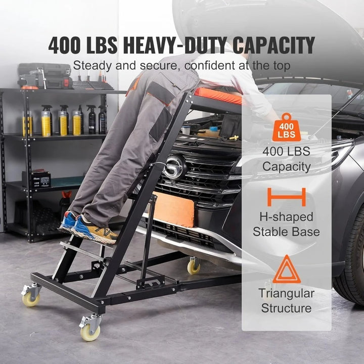 Top Automotive Creeper, 42.5"-64.8", 400 LBS Capacity, Padded Deck with 4 Swivel Caster Wheels