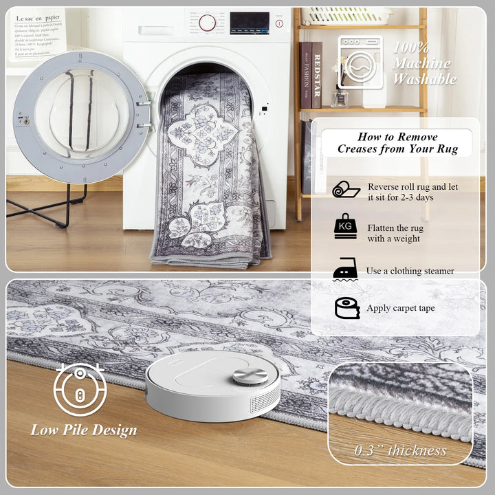 Area Rugs for Living Room Elegant Floral Traditional Faux Wool Area Rug