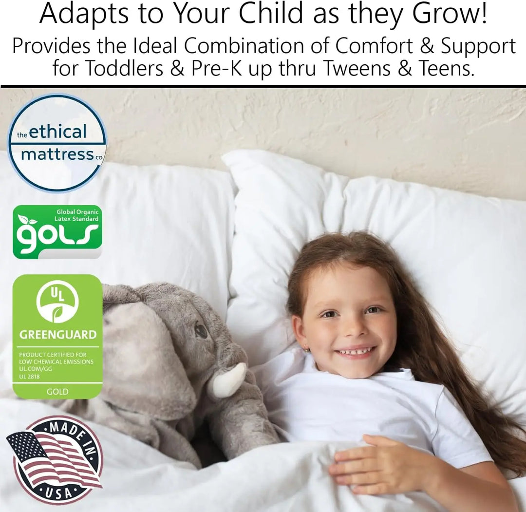 6" Kid’s Mattress Toxin-Free Made in The USA with Organic Cotton Wool Latex Pocketed Coils Bed-in-a-Box ; Perfect for bunk beds