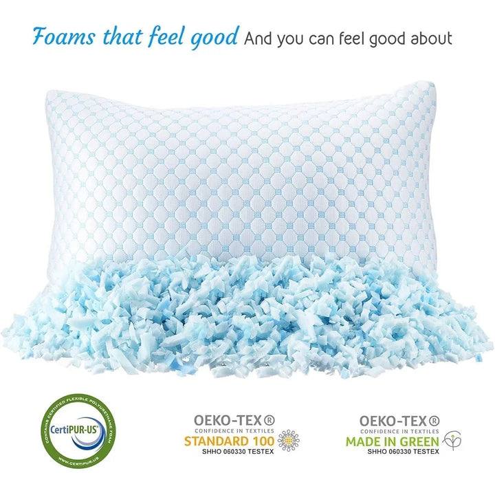 Cooling Gel Memory Foam Pillow Adjustable Height Reversible Cover King Size Breathable Microfiber Washable Bed Pillow