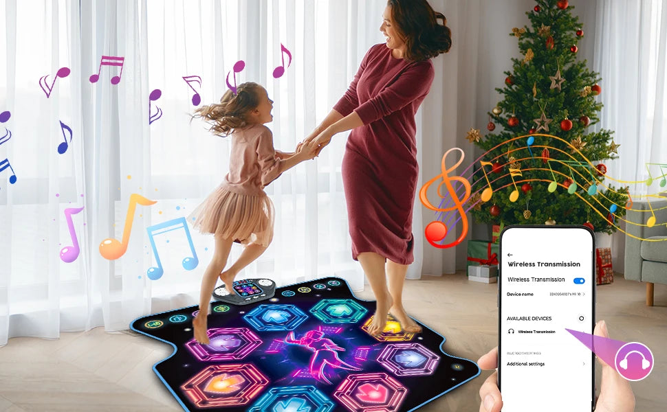 VATOS Musical Dance Mat Toy for Kids 27 Levels 8 LED Keys Bluetooth 5 Game Modes Ages 3+ Boys Girls Outdoor Party Christmas Gift
