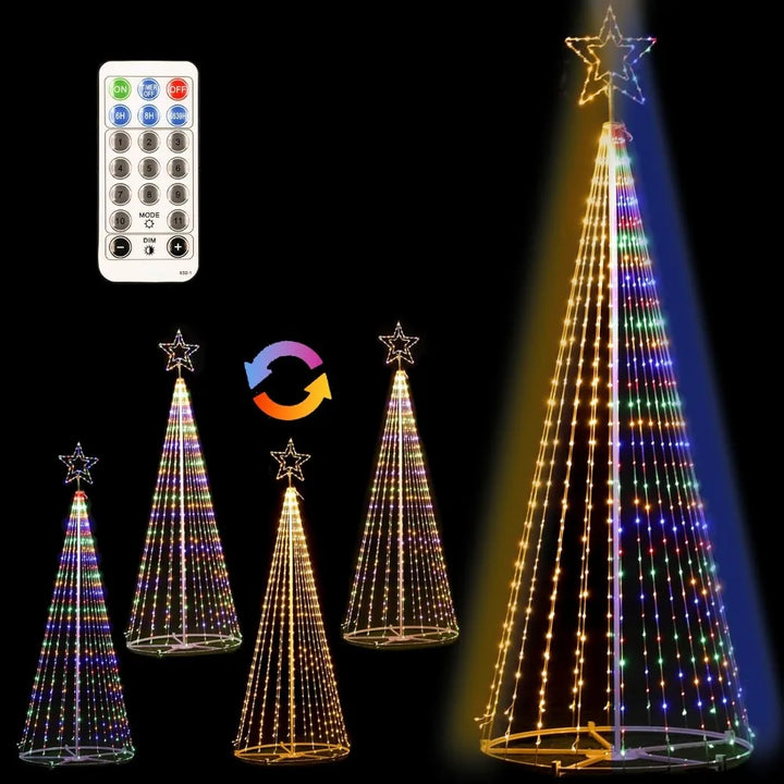 12-Foot Tall Star-Topped Outdoor Christmas Tree with 650 LED Lights and 8 Lighting Modes, Including Timer and Remote Control