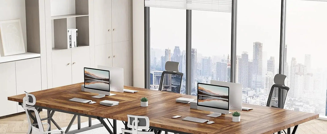 LITTLE TREE 70.8-Inch Office Desk, Executive Office Desk, Modern Work Desk, Large Farmhouse Writing Table Computer Desk for Home