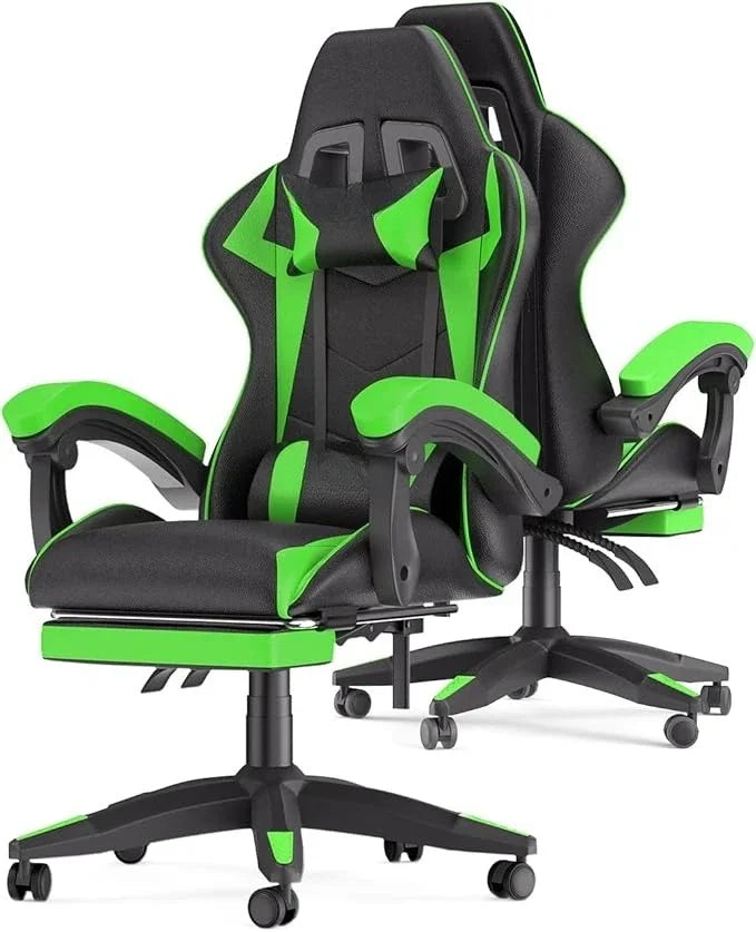 Gaming Chair with Footrest, Ergonomic Computer Game Chairs, Headrest and Lumbar Support, Adjustable Height, Reclining