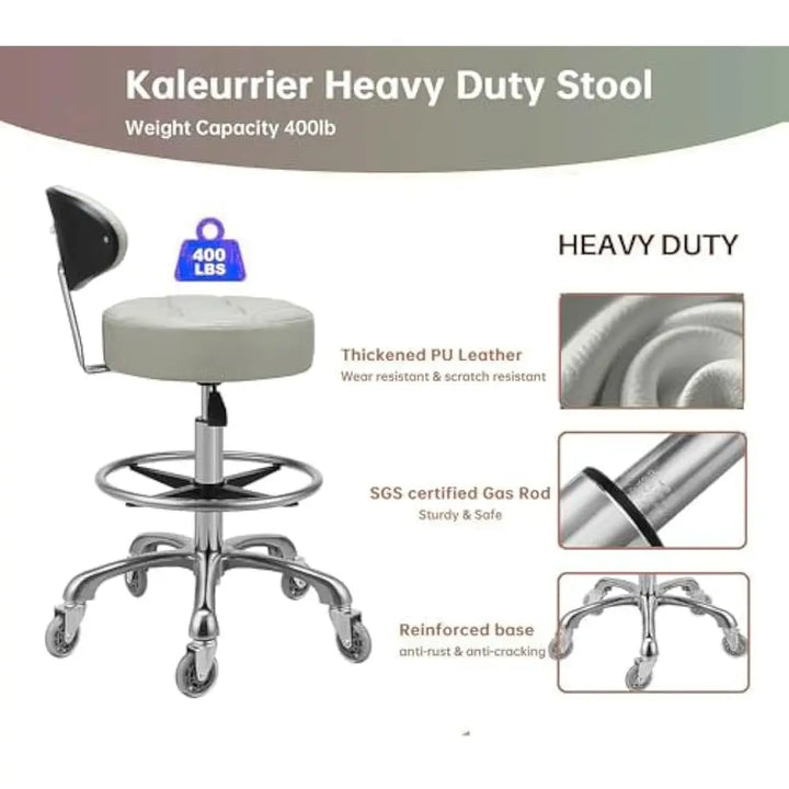 Swivel Stool Chair Adjustable Height with a backrest, Heavy Duty Hydraulic Rolling Metal Stools, Bar Stool