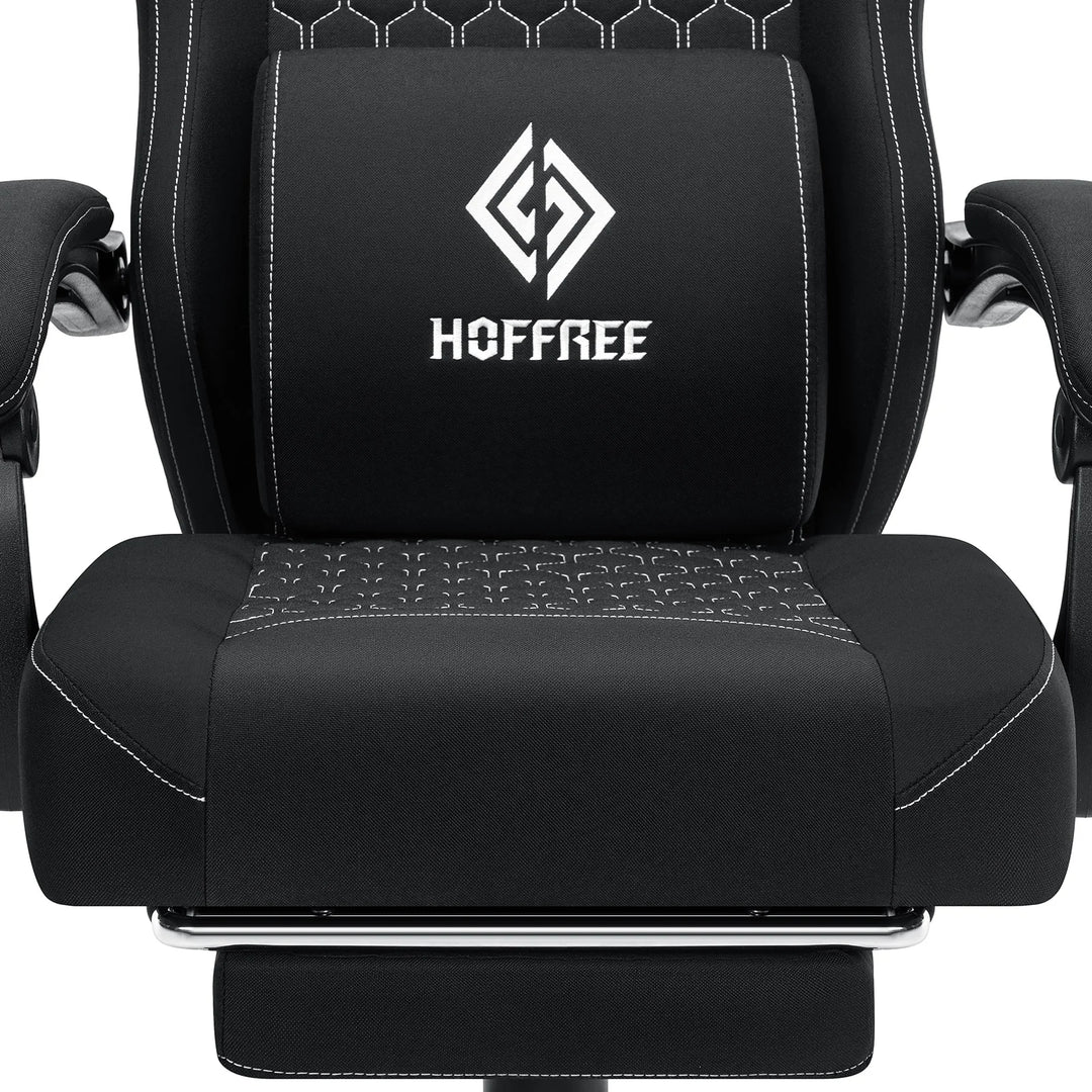 Breathable Gaming Chair With Lumbar Cushion Bluetooth Speaker Dual Function Point Massage Height Adjustable Office Computer Chai
