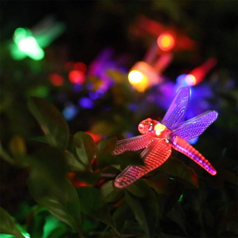 Solar Dragonfly Fairy String Lights â€“ 20 LED Waterproof Outdoor/Indoor Decorative Accent | Garden, Fence, Patio, Party | Trufairs