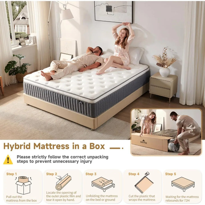 10 Inch Queen Size Hybrid Mattress with Gel Memory Foam and Individual Pocketed Coils for Motion Isolation & Edge Support
