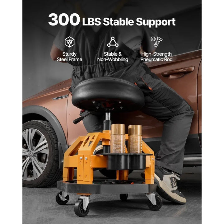 Rolling Shop Stool HeavyDuty Garage Work Seat 300 lbs Load with Caster