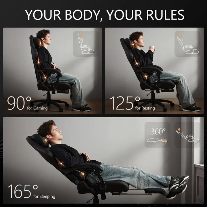 Gaming Chair for Adults with Dual-Point Massage, Ergonomic Racing Style Game Chair Footrest, High Back Computer Chair