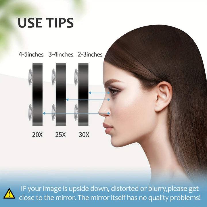 30X Magnifying Mirror, Small Magnifying Mirror with Suction Cup and Tweezers, As a Travel Mganifying Mirror, Compact Mirror Set