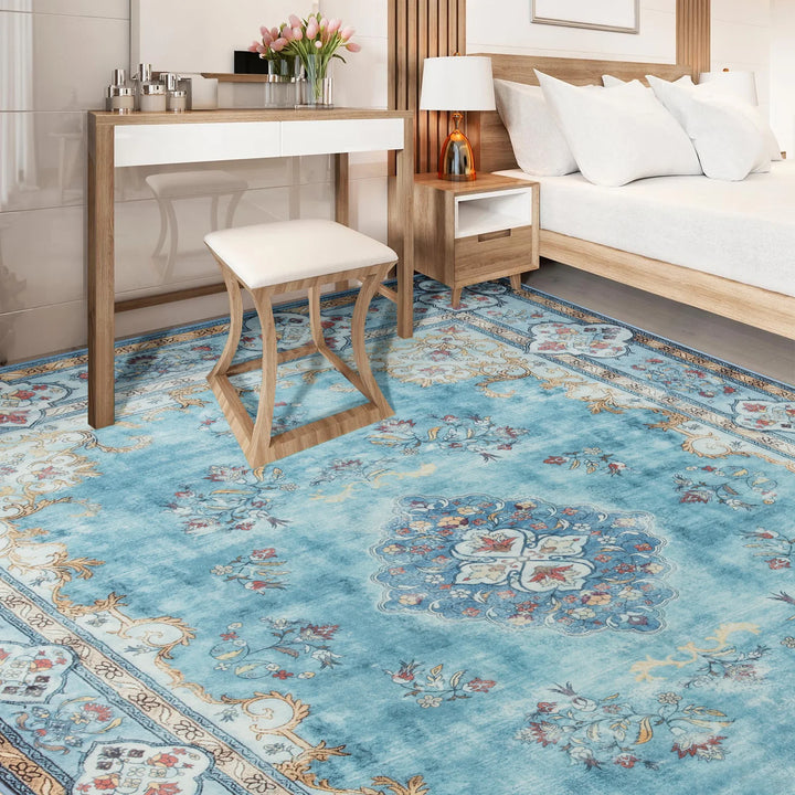 Area Rugs for Living Room Elegant Floral Traditional Faux Wool Area Rug