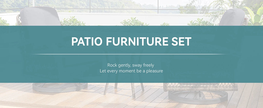 HOOMIC 3 Pieces Patio Furniture Set, Patio Bistro Set, Outdoor Rotating Rocking Chair Set, Cozy and Padded Cushions Alleiwe