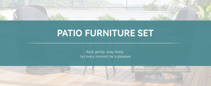 HOOMIC 3 Pieces Patio Furniture Set, Patio Bistro Set, Outdoor Rotating Rocking Chair Set, Cozy and Padded Cushions Alleiwe
