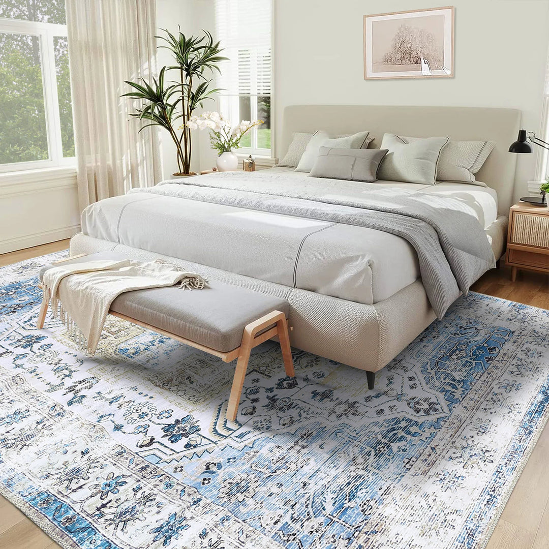 Large Area Rug Living Room Rug 10x13 Vintage Carpet Washable Area Rug Easy Cleaning Stain Resistant Indoor Carpet with Non-Slip