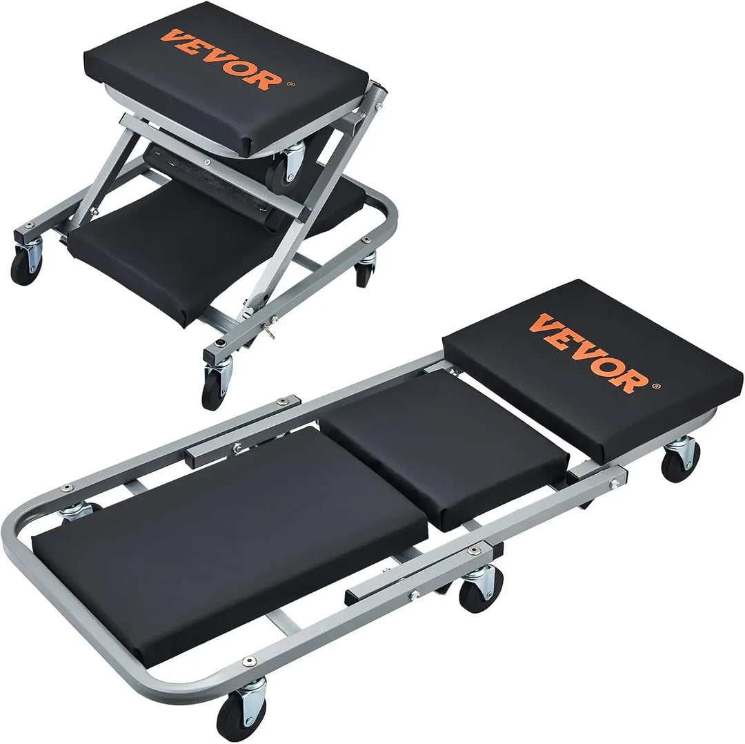 Mechanic Creeper, Garage Gift, 36" Z Creeper Seat, 2 in 1 Mechanic Gifts, 300 lbs Capacity, Low Profile Creeper with 6 pcs Wheel