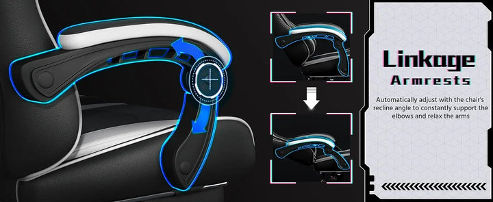 Ergonomic Gaming Chair with Swivel Seat&Headrest, Adjustable Video Game Chair with Massage Lumbar Support and Footrest Height
