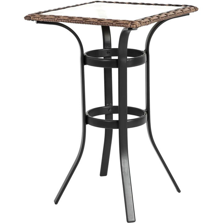 3 Piece Outdoor Bistro Table Set Modern Square Patio Table and Chairs All Weather Steel Balcony Furniture for Yard Garden