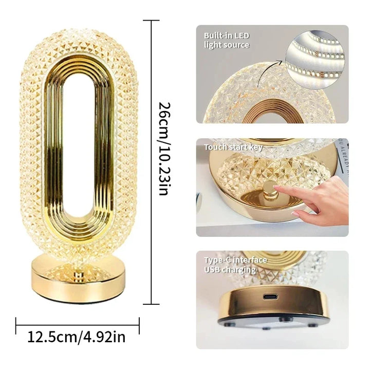 Touch Dimming Modern Desk Lamp Crystal Acrylic Table Lamp Bedroom Bedside Night Light Living Room Romantic Atmosphere Decor Lamp