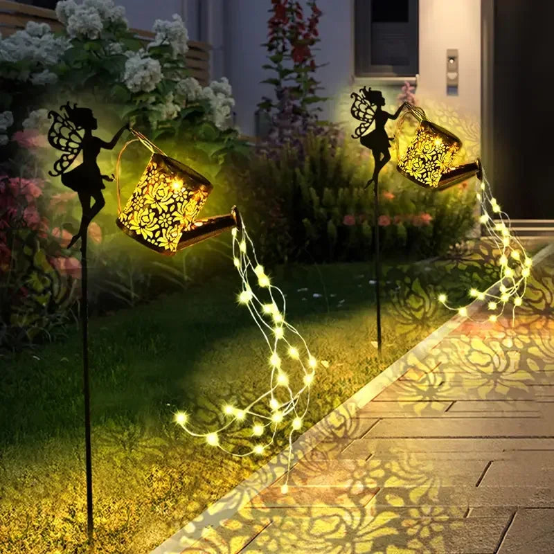 Solar Butterfly Watering Can Garden Light â€“ Waterproof Hanging Fairy Path Accent | Patio, Lawn, Outdoor DÃ©cor | Trufairs