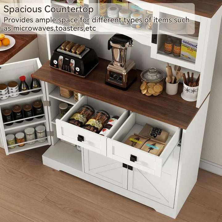 71" tall metal pantry storage cabinet with doors and 4 adjustable shelves, white kitchen food pantry cabinets, tall freestanding