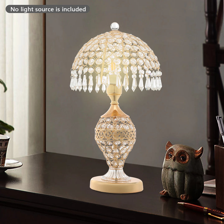 Crystal Table Lamp,Gold 110V Tabletop Decorative Bedside Lamp Corded Electric Lighting 3-5m² for Bedrooms,Living Rooms