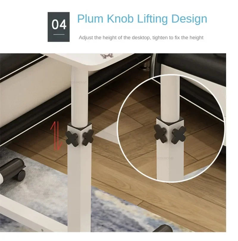Creative Foldable Computer Desks Living Room Sofa Lazy Bed Office Desk with Wheels Lifting Bedside Table European Home Furniture
