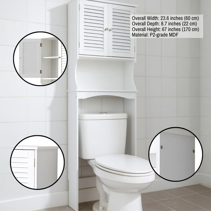 OverToiletMax Organizer – Louvered Double Doors & Adjustable Shelves | Bathroom Space Saver | Trufairs