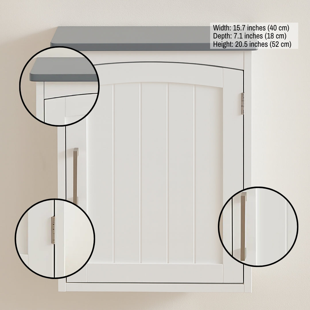 UrbanX Wall Medicine Cabinet – White & Gray Top, Soft-Close | Compact Organizer | Trufairs