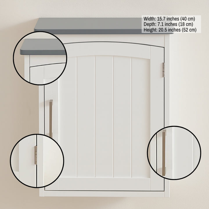 UrbanX Wall Medicine Cabinet – White & Gray Top, Soft-Close | Compact Organizer | Trufairs